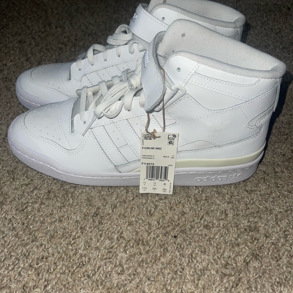 Adidas Forum Mid Mens Size 11.5 White Mid Top Sneakers Shoes